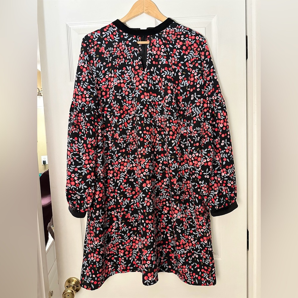 Loft knee length berry printed dress (large)